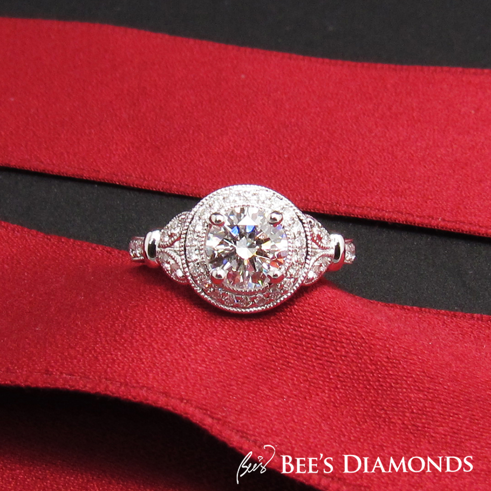 Foliage design diamond engagement ring